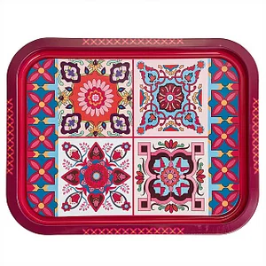 DELTA Поднос жестяной прямоугольный Времена года розовый П332*258-01957