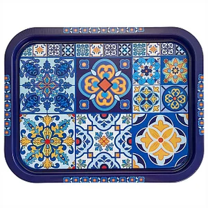 DELTA Поднос жестяной прямоугольный Времена года синий П332*258-01958
