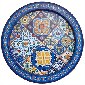 DELTA Поднос жестяной круглый 379 мм Времена года синий Ц-379х-01956