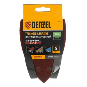 Denzel Треугольник абразивный на ворc. подложке под липучку, перф., P 100, 150х150х100 мм, 5 шт. 738617