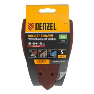 Denzel Треугольник абразивный на ворc. подложке под липучку, перф., P 60, 150х150х100 мм, 5 шт. 738587