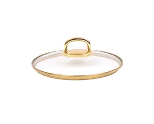 KUKMARA Крышка стеклянная 220мм, с ободом и пароотводом из нерж. стали под золото С22Т115