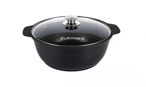 KUKMARA Кастрюля-жаровня 4л с антипригарным покрытием, со стеклянной крышкой ж44а