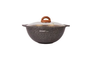 KUKMARA Казан для плова 4,5л со стекл. крышкой, АП линия Granit ultra (black-gold) кгбг47а