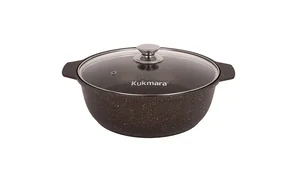 KUKMARA Кастрюля-жаровня 3л с антипригарным покрытием (кофейный мрамор) со стеклянной крышкой жмк32а