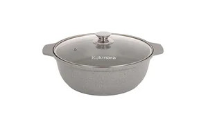 KUKMARA Кастрюля-жаровня 3л с антипригарным покрытием (светлый мрамор) со стеклянной крышкой жмс32а