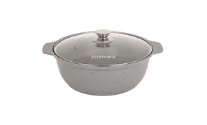 KUKMARA Кастрюля-жаровня 4л с антипригарным покрытием (светлый мрамор) со стеклянной крышкой жмс42а