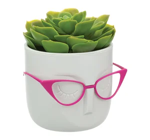 М-ПЛАСТИКА Кашпо МАРИ со вставкой БЕЛАЯ ГЛИНА (д=115мм) М 3075 