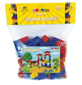 Юг-Пласт Игрушка-конструктор ДОМИК ДРУЗЕЙ детский набор (100 деталей) КДДД-3014