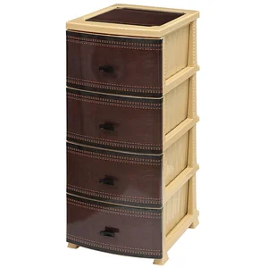 РОССПЛАСТ Комод 4 секции КОЖА БЕЖЕВЫЙ РП-451