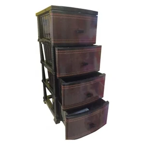 РОССПЛАСТ Комод 4 секции КОЖА ЧЕРНЫЙ РП-451