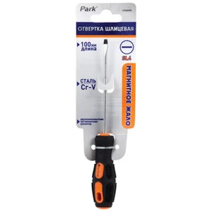 Park Отвертка Strom SL4х10см, двухкомпонентная рукоятка OTV005DK, шлицевая. 356005-SK