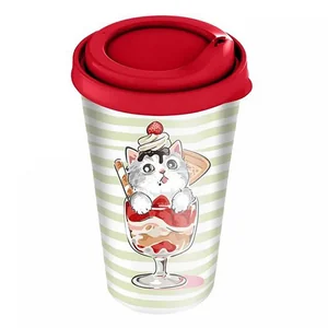 DELTA Стакан 550 мл с крышкой с декором (красный) 221172506/03