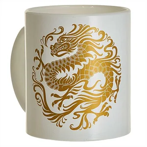 DELTA Кружка 300 мл 1208/DPP Дракон круг белый/золотой СИМВОЛ ГОДА