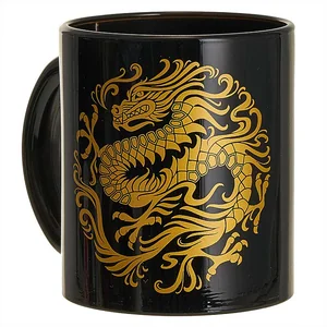 DELTA Кружка 300 мл 1208/DPP Дракон круг черный/золотой СИМВОЛ ГОДА