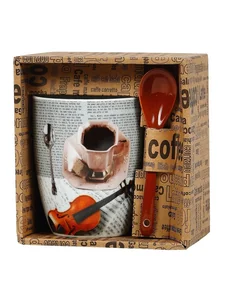 КОРАЛЛ Кружка 340мл.Музыка кофе с ложк. R03H/1184J