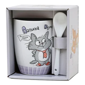 КОРАЛЛ Кружка 340мл.Папина с ложк. BRJD065-887