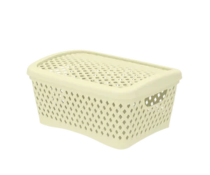 Альт-платс Корзинка с крышкой Ромбики M (295×220×140мм) (ваниль) АП 442