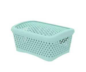 Альт-платс Корзинка с крышкой Ромбики S (255×190×120мм) (мята) АП 455