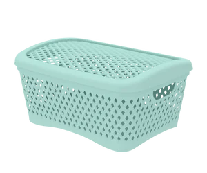 Альт-платс Корзинка с крышкой Ромбики M (295×220×140мм) (мята) АП 457