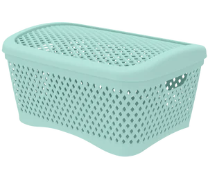Альт-платс Корзинка с крышкой Ромбики L (340×250×170мм) (мята) АП 459