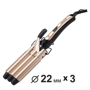 DELTA Стайлер для завивки волос 100 Вт, 3×22 мм LUX DE-5501 черный с золотым