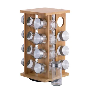 Kamille Набор ёмкостей для специй КМ-7042 (16 шт.) на прямоугольной бамбуковой подставке