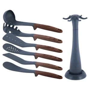 Kamille Набор кухонных принадлежностей KM-5236 (7 пр) нейлоновые с ручкой под дерево на подставке