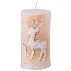 Lefard Свеча Bronco Столбик Олень Белая С Золотом 9*5 См. 315-342