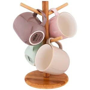 Lefard Набор Из 4 Кружек На Деревянной Подставке Break Time 350 Мл Пастель 756-245