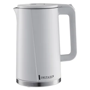 DELTA Чайник электрический 2200 Вт, 1,8 л LUX DE-1011, двойной корпус, белый