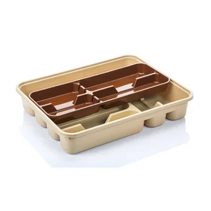 DD STYLE Лоток для столовых приборов на 10 секц. МОЛОЧ./КОФЕЙНЫЙ 14004