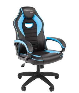 Chairman Кресло игровое game 16 экопремиум черный/голубой