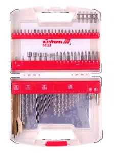 Matrix Набор сверл комбинированный, сверла по металлу 1-6 мм, бетону 4-8 мм, дереву 3-8 мм, перовые 16,22 мм, биты 44 шт, адаптер, головки 6 шт, 75 предметов Pro 725675