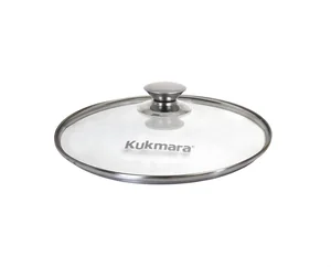 KUKMARA Крышка стеклянная 30 см, с ободом и ручкой из нерж.стали, деколь серая с32т112