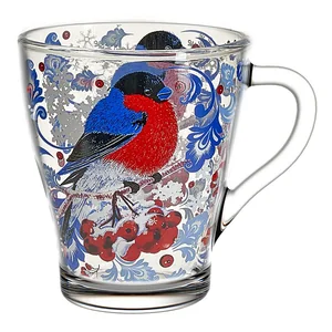 ДЕКОСТЕК Кружка для чая 250 мл 1649-Д Снегири на рябине