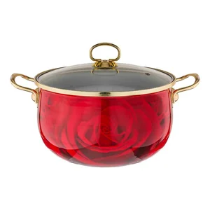 Lefard Кастрюля Эмалированная Agness Со Стеклян. Крышкой, Серия Кармен 5,2л, Диа.22х14,5см, Цвет:красный. 915-113