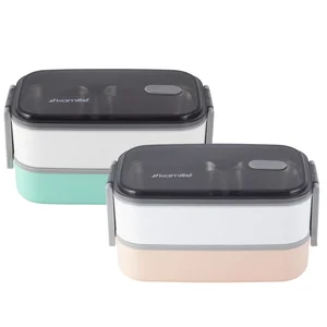 Kamille Ланч бокс двойной 1400 мл. KM 2134 (пластик, нержавеющая сталь)
