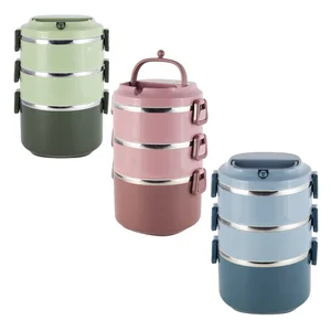 Kamille Ланч бокс тройной 2400 мл. KM-2137 (пластик, нержавеющая сталь)