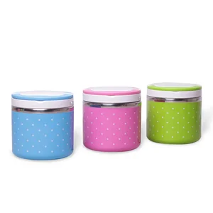 Kamille Ланч бокс круглый 680 мл. КМ-2102 (пластик, нержавеющая сталь)