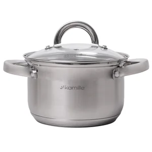 Kamille Кастрюля 2,9 л. из нержавеющей стали с крышкой KM-5618S-БК