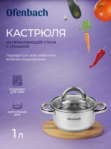 Kamille Кастрюля 1 л. из нержавеющей стали Ofenbach NB 100522 с крышкой (d14х7 см)
