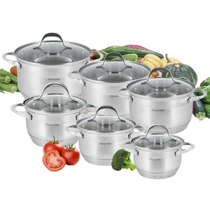 Kamille Набор кастрюль 12 предметов KM-4704S из нержавеющей стали (1,8 л; 2х2,3 л; 2х3,3 л; 5,8 л. 7-слойное дно)
