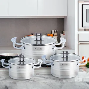 Kamille Набор кастрюль 6 предметов из нержавеющей стали KM-5861 (1,7 л; 2,4 л; 3,1 л.)