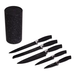 Kamille Набор ножей 6 предметов KM 5132B из нержавеющей стали с подставкой черный мрамор