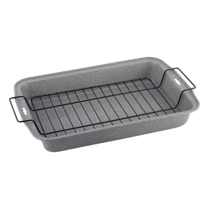 Kamille Форма для запекания с решеткой для гриля KM-6001M из углеродистой стали 37,5х26х5,5 см.