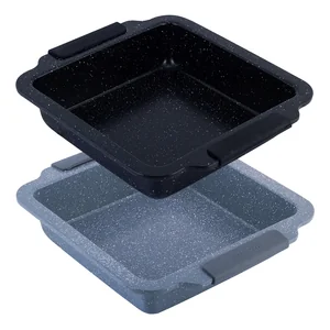 Kamille Форма для запекания квадратная KM-6035A (30,5х27х6 см) из углеродистой стали с мраморным покрытием