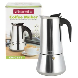 Kamille Кофеварка гейзерная 300 мл. (6 порций) из нержавеющей стали KM-0551