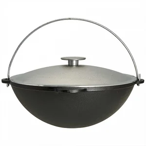 ГАРДАРИКА Казан чугунный походный татарский 8 л с алюминиевой крышкой 360 мм Туризм 1608-6