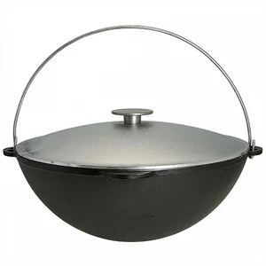 ГАРДАРИКА Казан чугунный походный татарский 12 л с алюминиевой крышкой 400 мм Туризм 1612-6